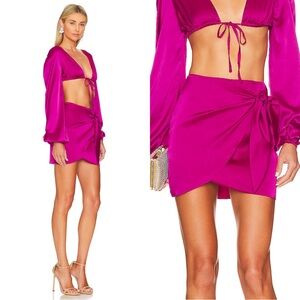 Superdown Rissa Wrap Mini Skirt in Magenta Sz. XXS Sz. 00